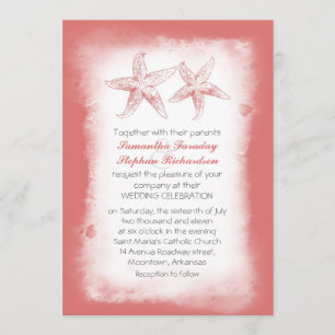 Invitaciones de bodas de la playa de coral