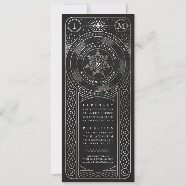 Invitaciones de Bodas de la Unión Celestial (Plata (Anverso)