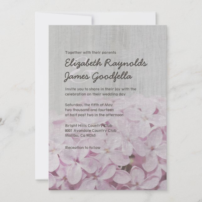 Invitaciones de bodas de lino vintage (Anverso)