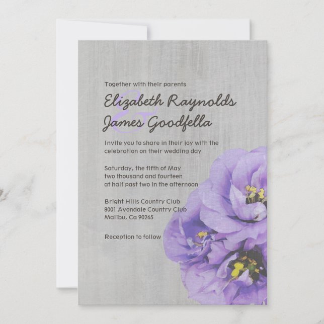 Invitaciones de bodas de Lisianthus vintage (Anverso)