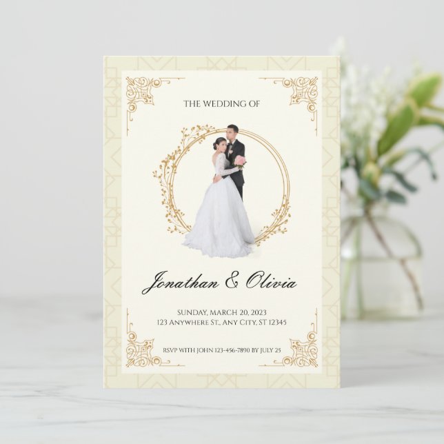 invitaciones de bodas de lujo (Anverso de pie)