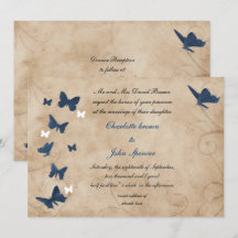 invitaciones de bodas de mariposas vintage