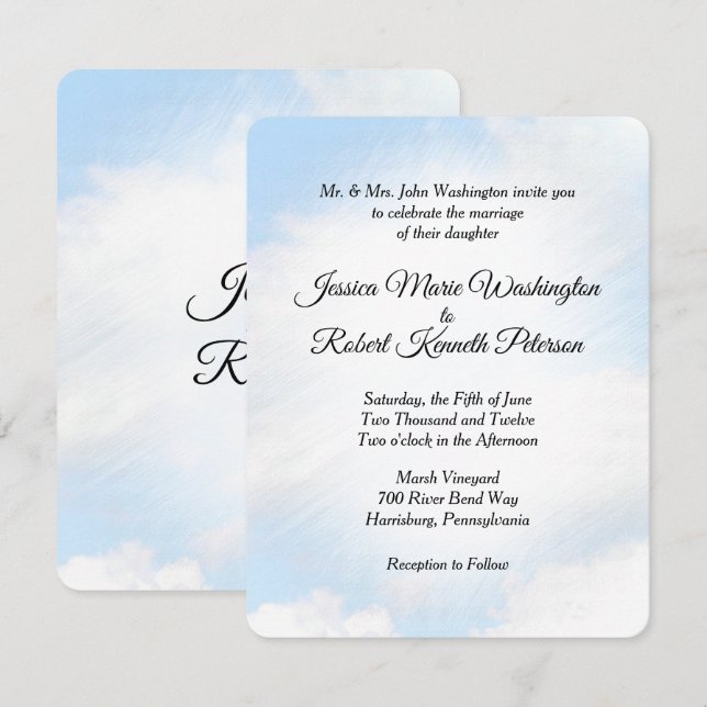 Invitaciones de bodas de nubes (Anverso / Reverso)