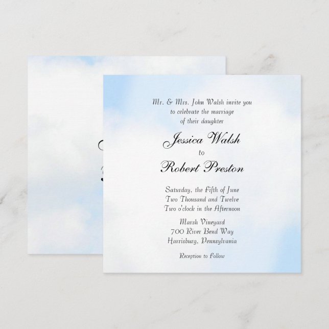 Invitaciones de bodas de nubes (Anverso / Reverso)
