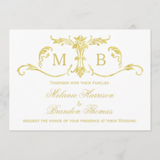 Invitaciones de bodas de oro con conjunto de bodas