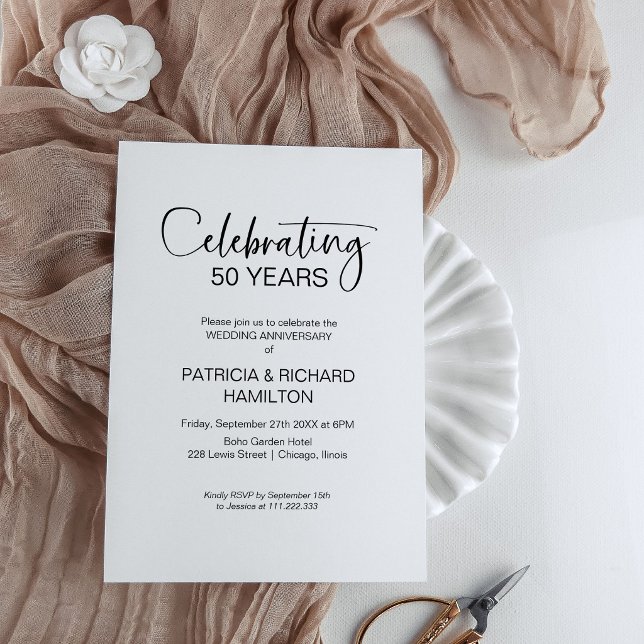 Invitaciones de bodas de oro de 50 años Chic (Subido por el creador)