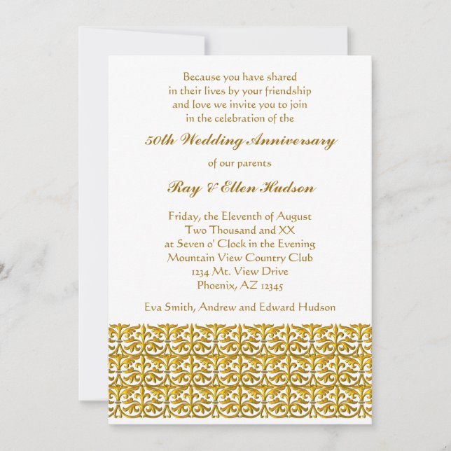 Invitaciones de bodas de oro de aniversario de bod (Anverso)