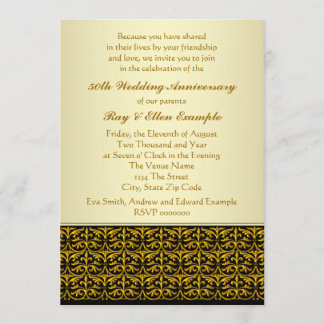 Invitaciones de bodas de oro elegantes doradas par