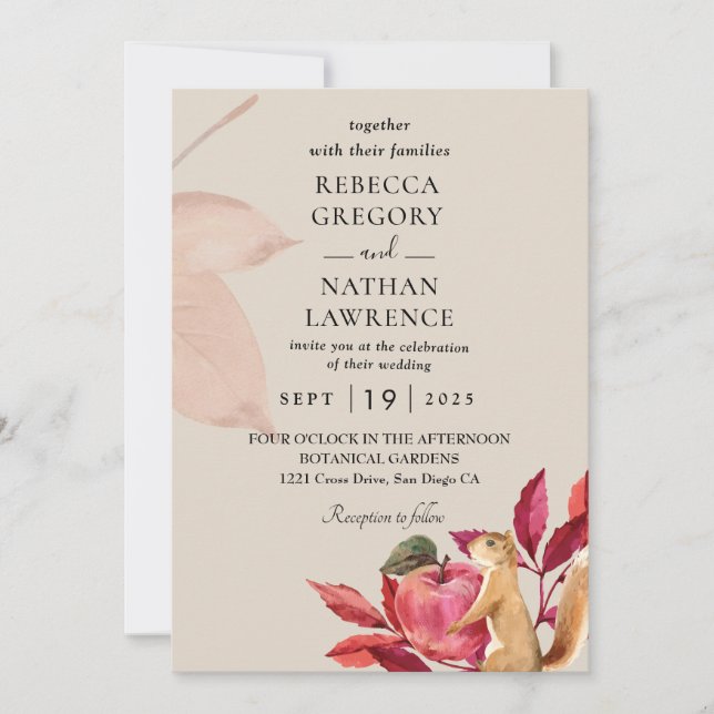 invitaciones de bodas de otoño vintage (Anverso)