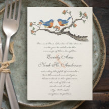 Invitaciones de bodas de pájaros azules de época