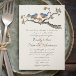 Invitaciones de bodas de pájaros azules de época