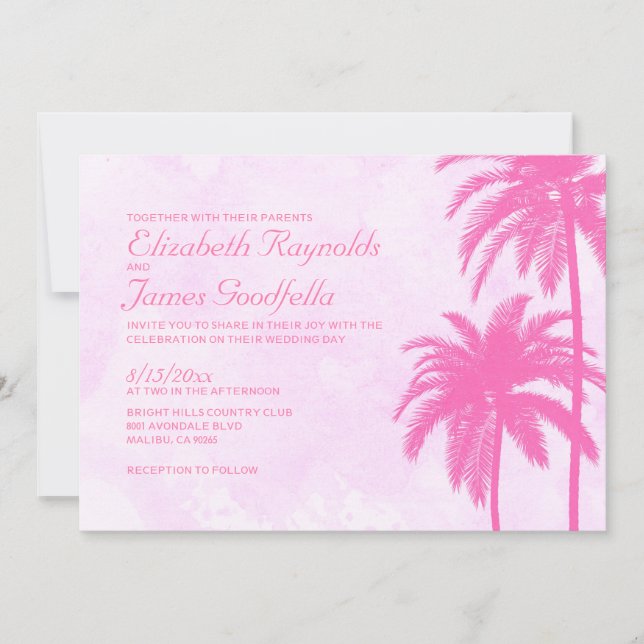 Invitaciones de bodas de palmeras antiguas (Anverso)