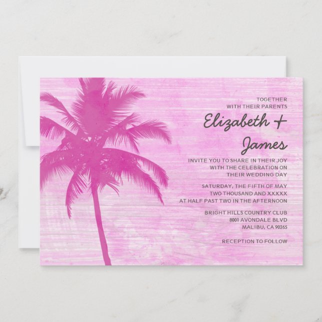 Invitaciones de bodas de palmeras de época (Anverso)