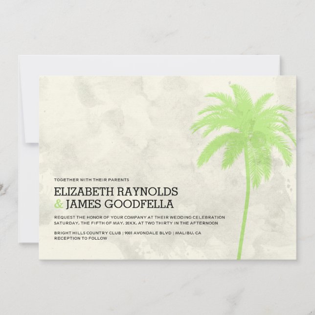 Invitaciones de bodas de palmeras modernas (Anverso)