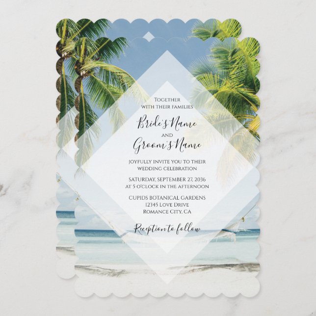 Invitaciones de bodas de palmeras tropicales (Anverso / Reverso)