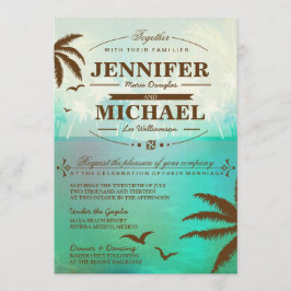 Invitaciones de bodas de playa de la escena tropic