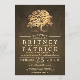 Invitaciones de bodas de roble de oro rústico vint