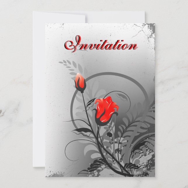 Invitaciones de bodas de rosas rojas ventilares de (Anverso)