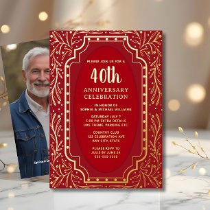 Invitaciones de Bodas de Rubí Rojo para 40 Anivers