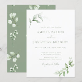 Invitaciones de bodas de verde elegante y moderna