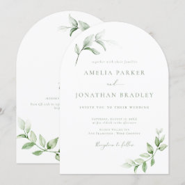Invitaciones de bodas de verde elegante y moderna