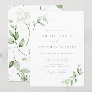 Invitaciones de bodas de verde elegante y moderna