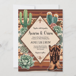 invitaciones de bodas del salvaje oeste de boho