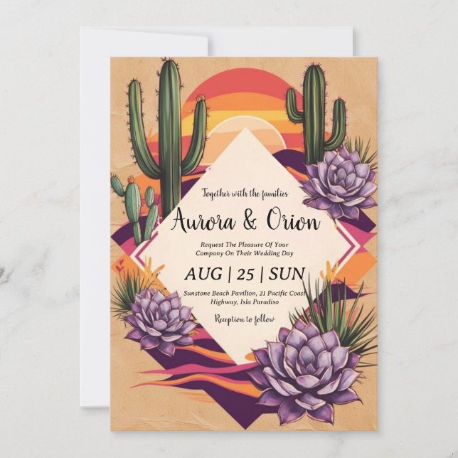invitaciones de bodas del salvaje oeste de boho (Anverso)