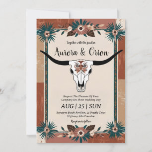 invitaciones de bodas del salvaje oeste de boho