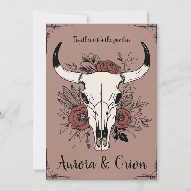 invitaciones de bodas del salvaje oeste de boho (Anverso)