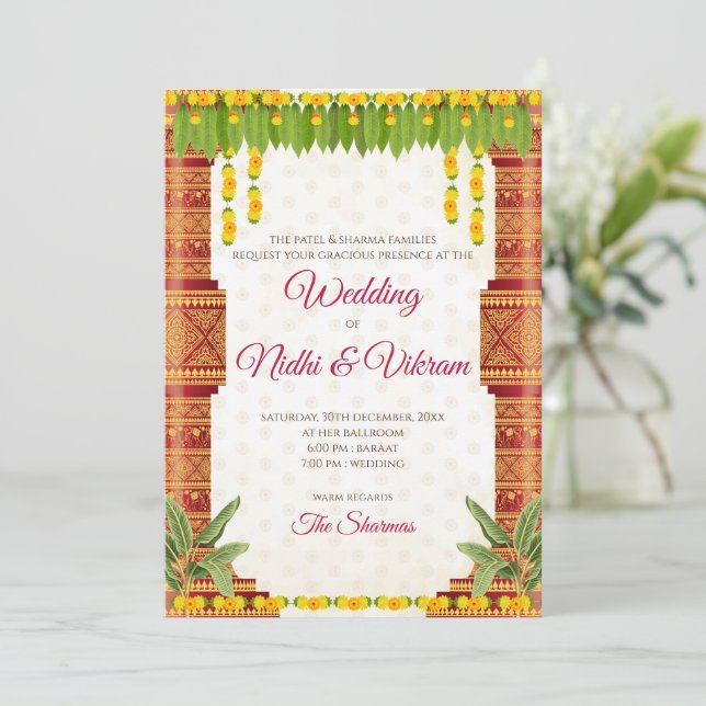 invitaciones de bodas del sur de la India e invita (Anverso de pie)