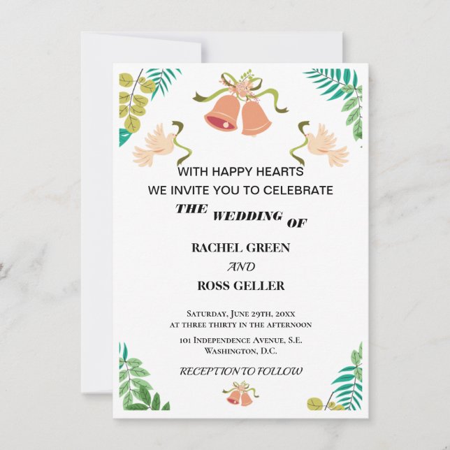 Invitaciones de bodas elegantes (Anverso)