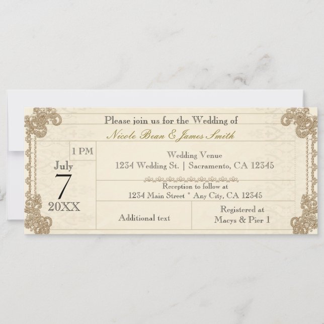 Invitaciones de bodas elegantes de la vieja época  (Anverso)