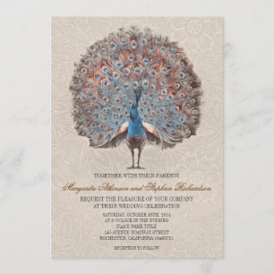 invitaciones de bodas elegantes de pavo real