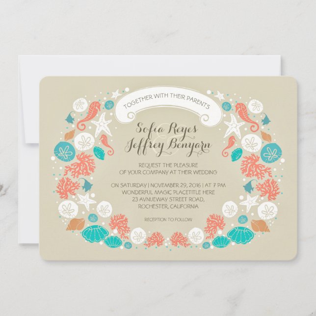 invitaciones de bodas en la playa. (Anverso)