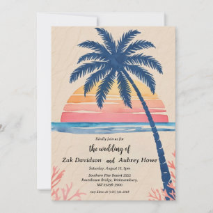 invitaciones de bodas en la playa boho de palmeras