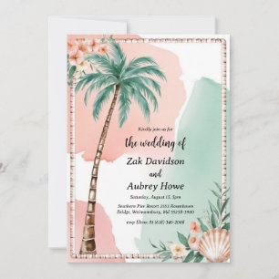 invitaciones de bodas en la playa boho de palmeras