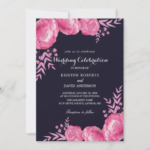 invitaciones de bodas en rosa y negro caliente