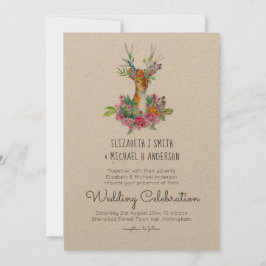 Invitaciones de bodas ilustradas de ciervos de Woo