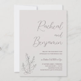 Invitaciones de bodas minimalistas botánicas beige