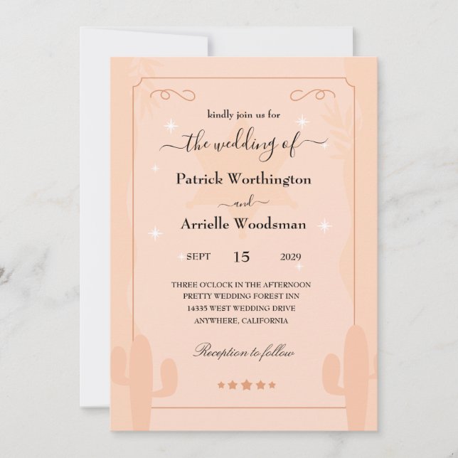 Invitaciones de bodas occidentales a Horseshoe bac (Anverso)