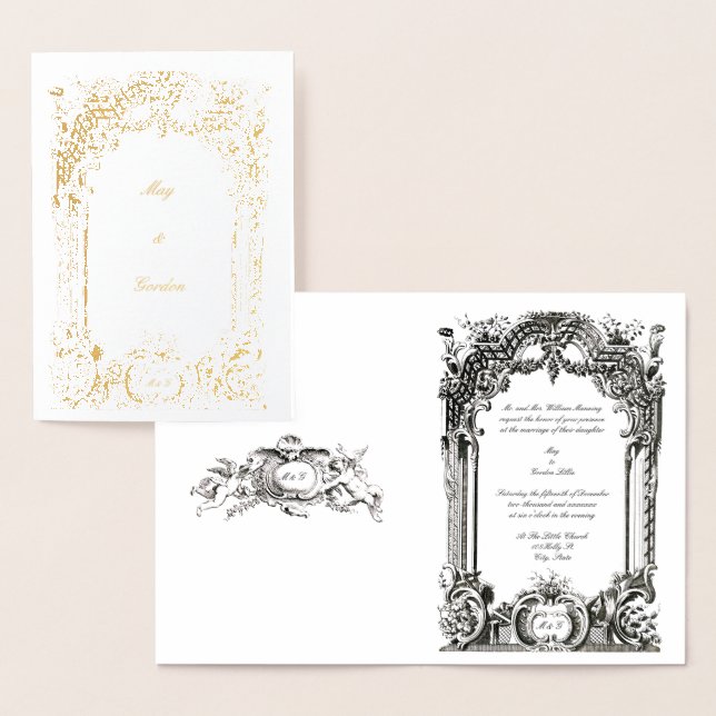 Invitaciones de bodas rococó del barroco francés v (Demostración)