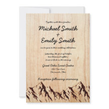 Invitaciones de bodas rusticas de madera y montaña