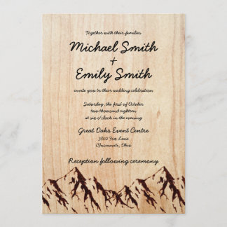 Invitaciones de bodas rusticas de madera y montaña