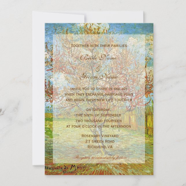 Invitaciones de bodas. Tríbol de melocotón rosa fl (Anverso)