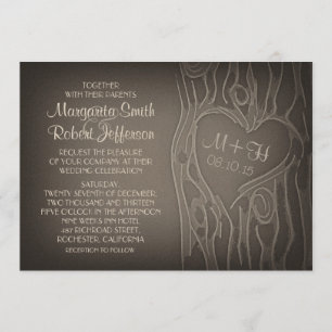 invitaciones de bodas vintage de árbol tallado