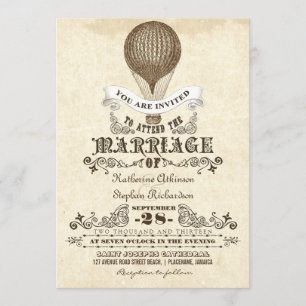 invitaciones de bodas vintage en globo aerostático