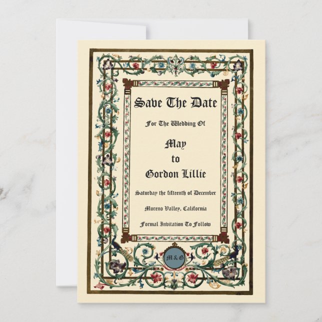 Invitaciones de bodas vintage "medievales" ilumina (Anverso)