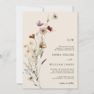 Invitaciones de Boho Floral All-In-One Wedding