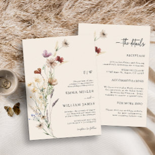 Invitaciones de Boho Floral All-In-One Wedding